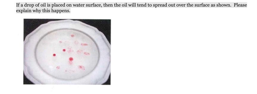 Solved If a drop of oil is placed on water surface, then the | Chegg.com