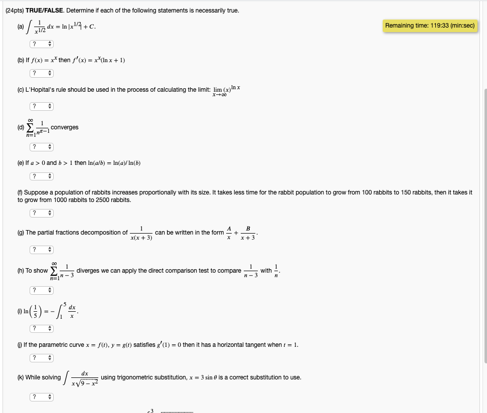 Solved 24pts True False Determine If Each Of The Follo Chegg Com