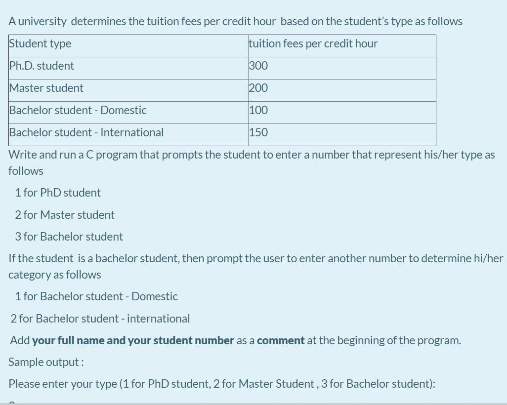 Solved A university determines the tuition fees per credit