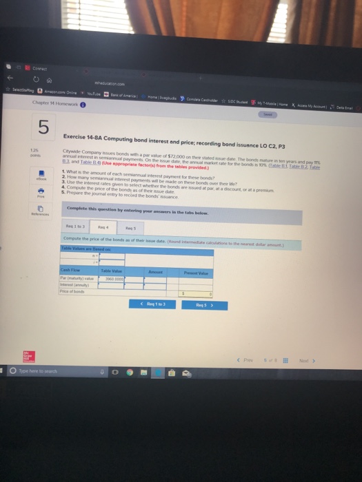 Chapter 14 Homework 5 Exercise 14-8A Computing bond | Chegg.com