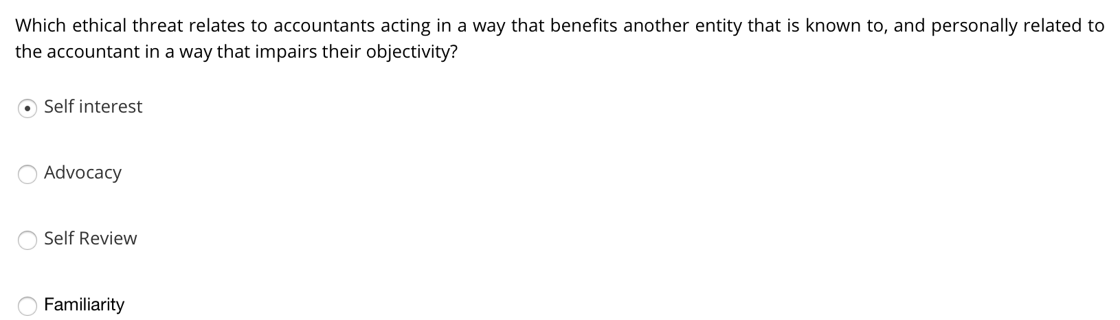 Solved Which ethical threat relates to accountants acting in | Chegg.com