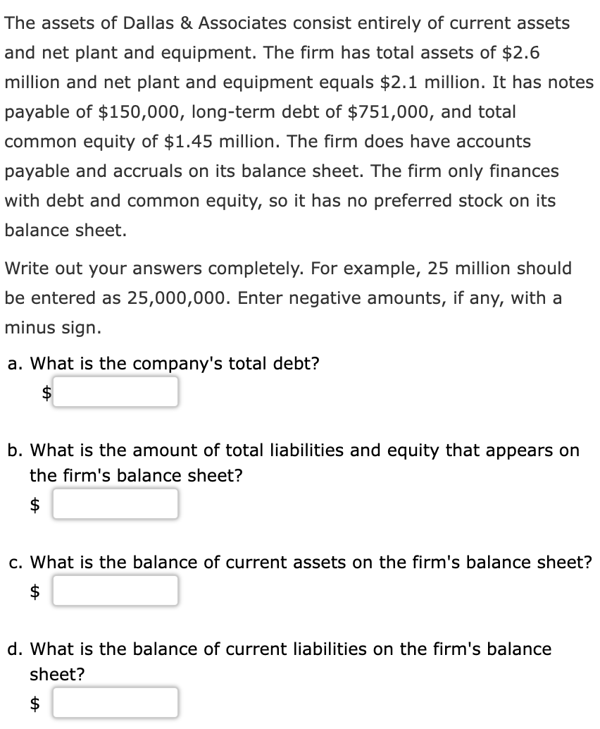 solved-he-assets-of-dallas-associates-consist-entirely-of-chegg