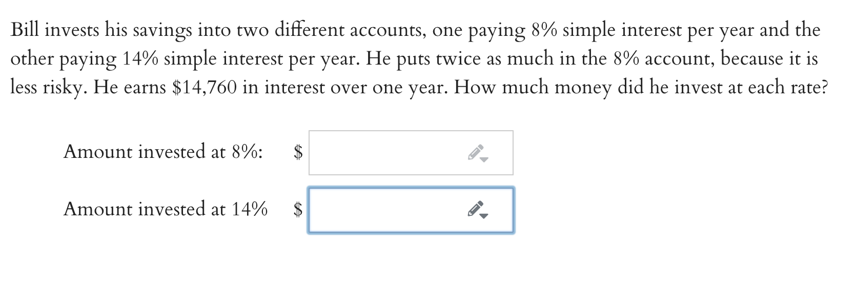 Solved Bill invests his savings into two different accounts, | Chegg.com