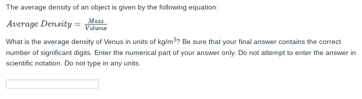 Solved The Average Density Of An Object Is Given By The | Chegg.com