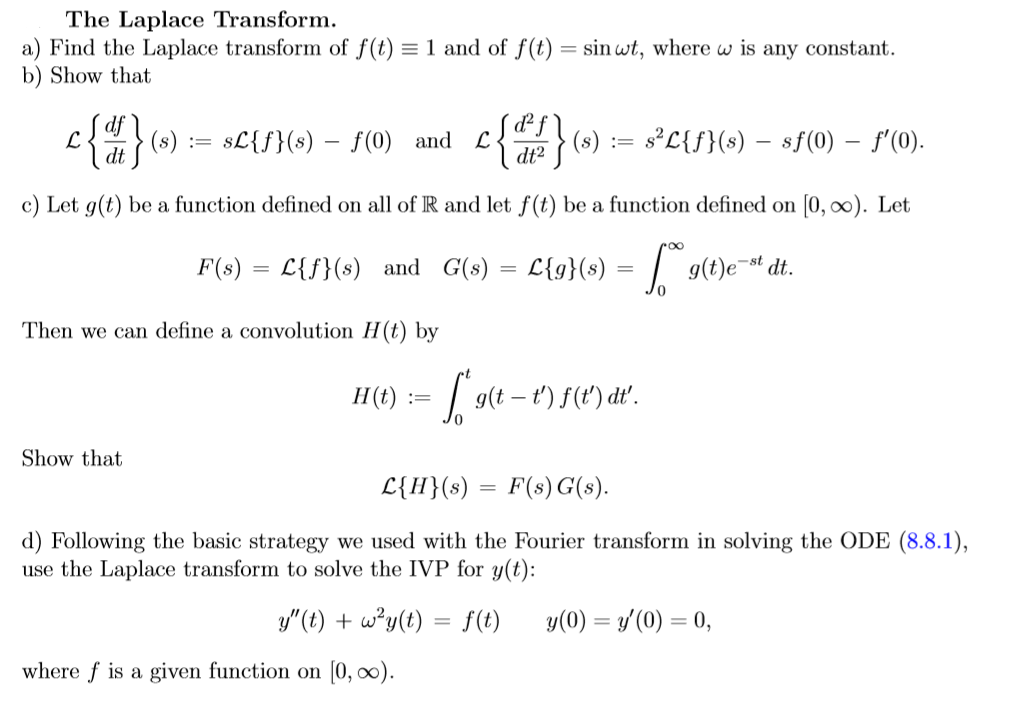 Solved The Laplace Transform A Find The Laplace Transfo Chegg Com