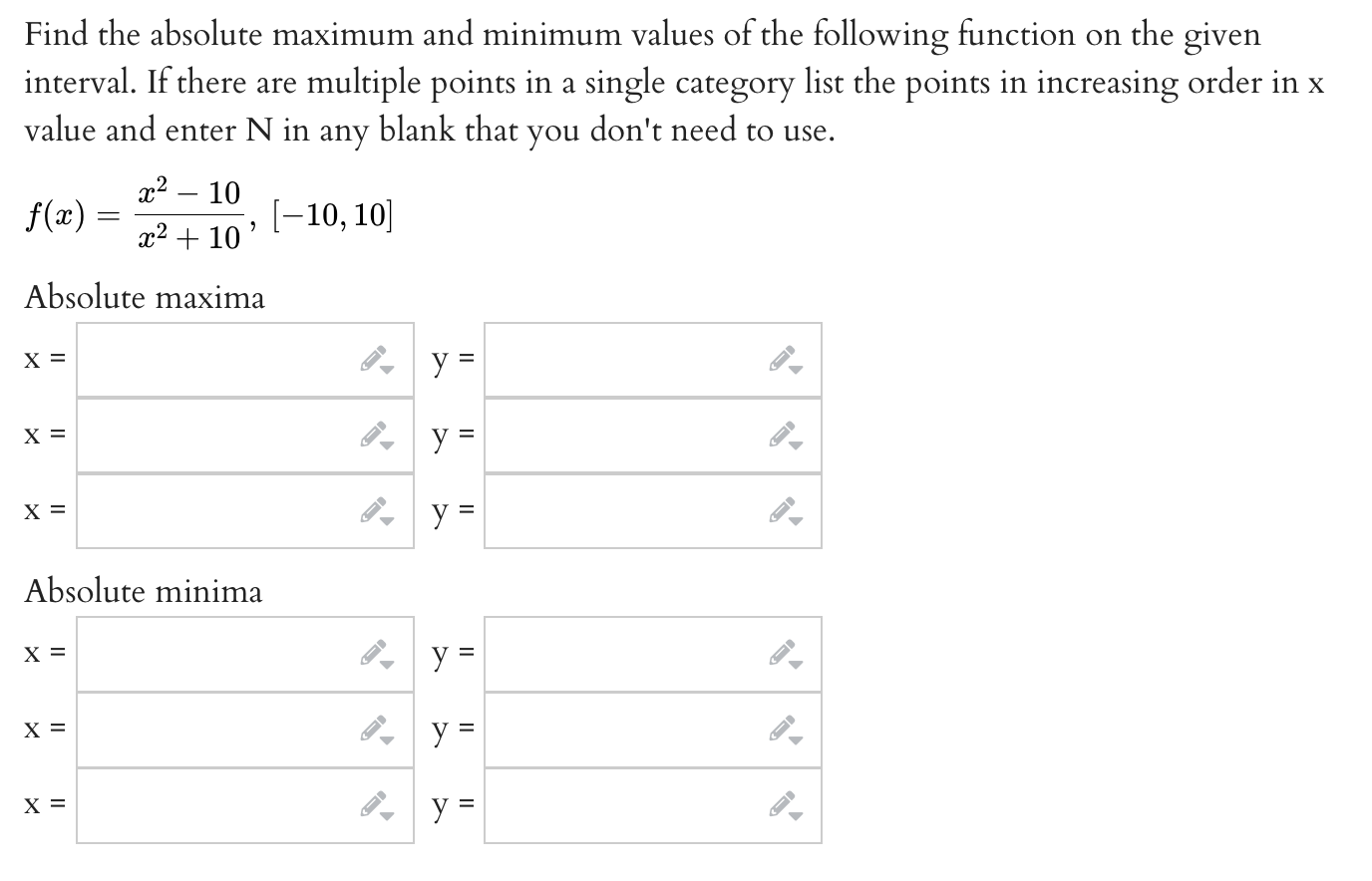Solved Find the absolute maximum and minimum values of the | Chegg.com
