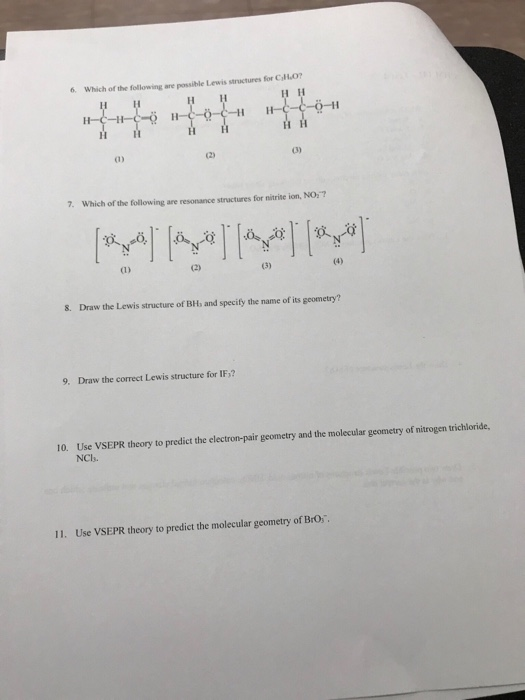 Solved Which of the following are possible Lewis structures | Chegg.com