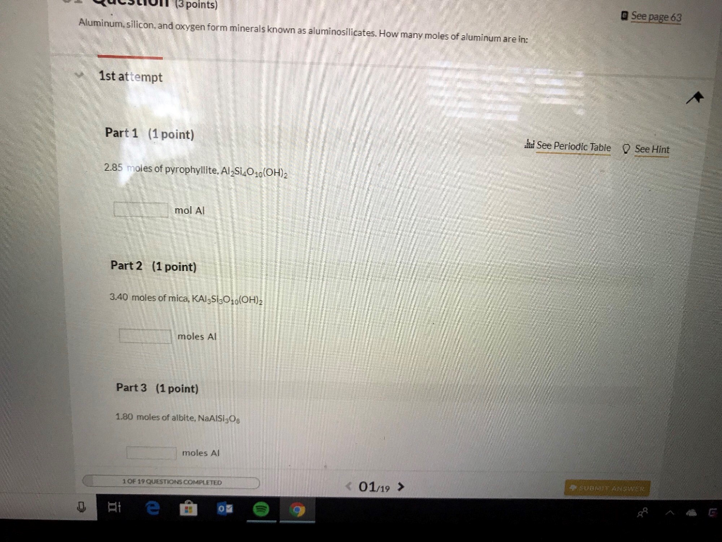 Solved uustIoII (3 points) a See page 63 Aluminum, silicon, | Chegg.com