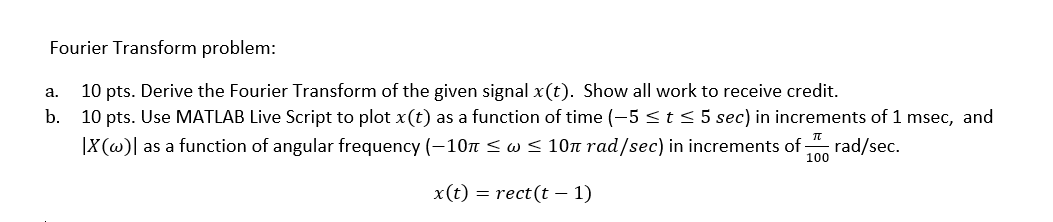 Solved Fourier Transform Problem: A. B. 10 Pts. Derive The | Chegg.com