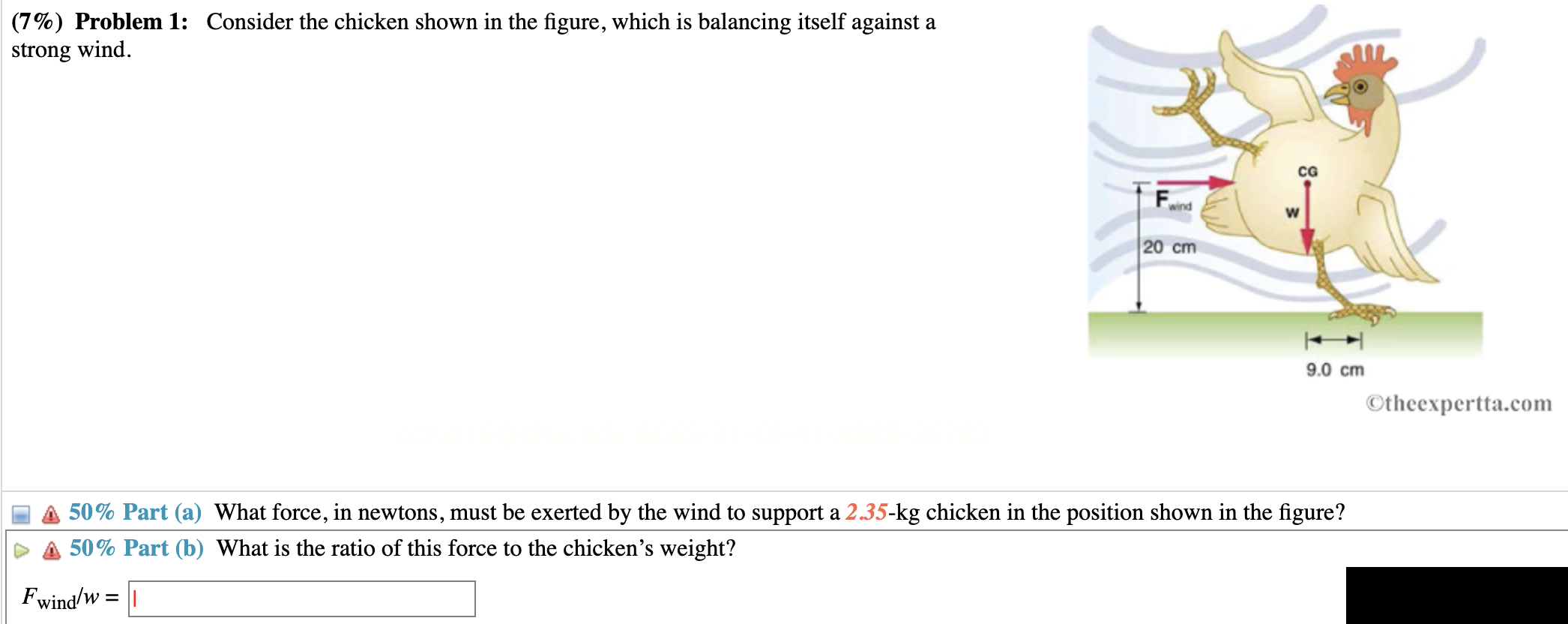 Solved (7\%) Problem 1: Consider the chicken shown in the | Chegg.com