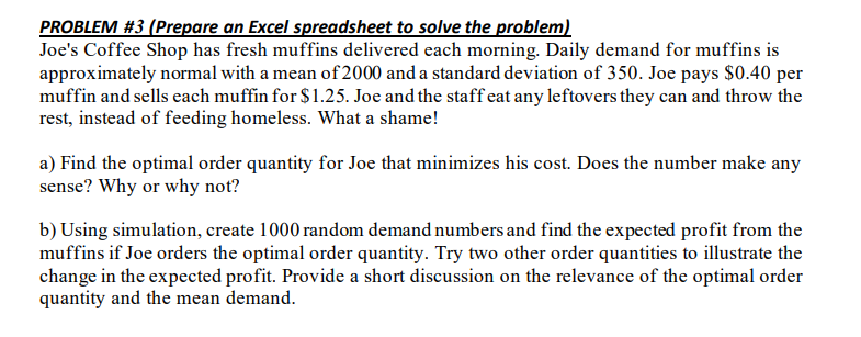 Solved Please solve this in Excel and show the formulas as | Chegg.com