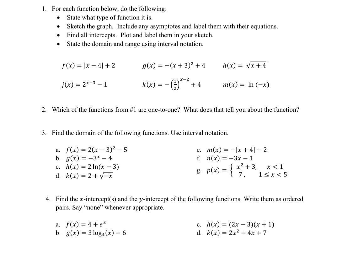 Solved 1 For Each Function Below Do The Following Stat Chegg Com