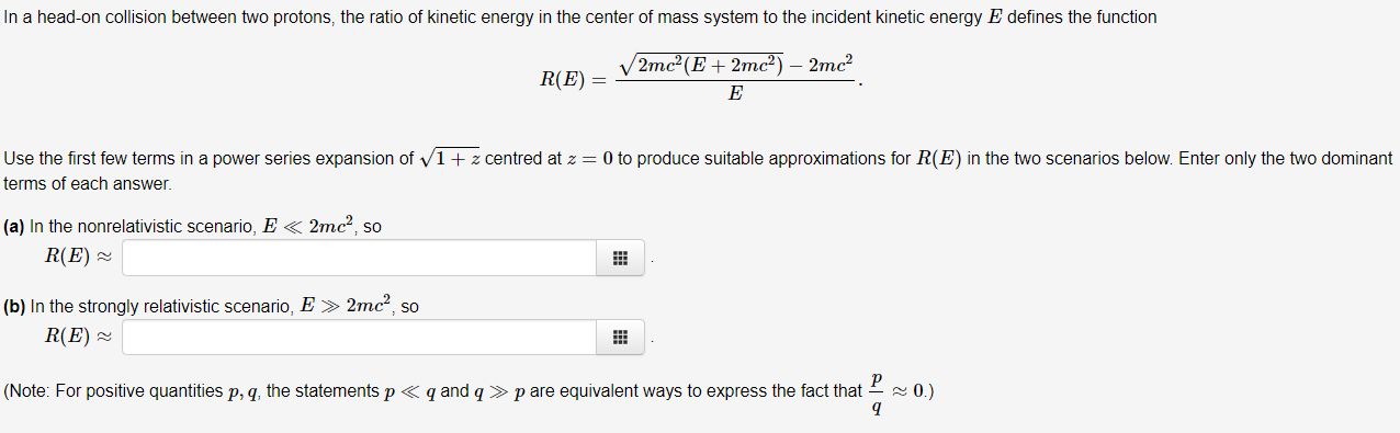 Solved In a head-on collision between two protons, the ratio | Chegg.com