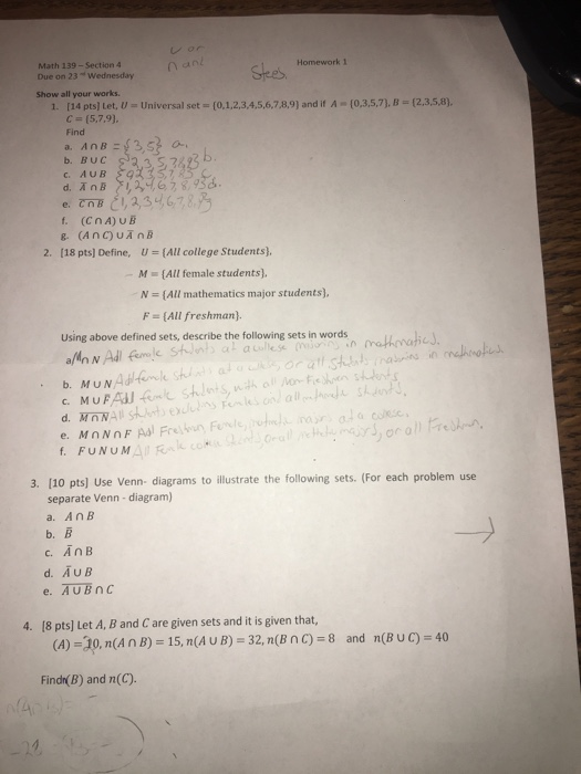 Solved nl Homework 1 Math 139Section4 Due on 23 Wednesday