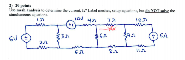 Solved תל 2) 20 points Use mesh analysis to determine the | Chegg.com
