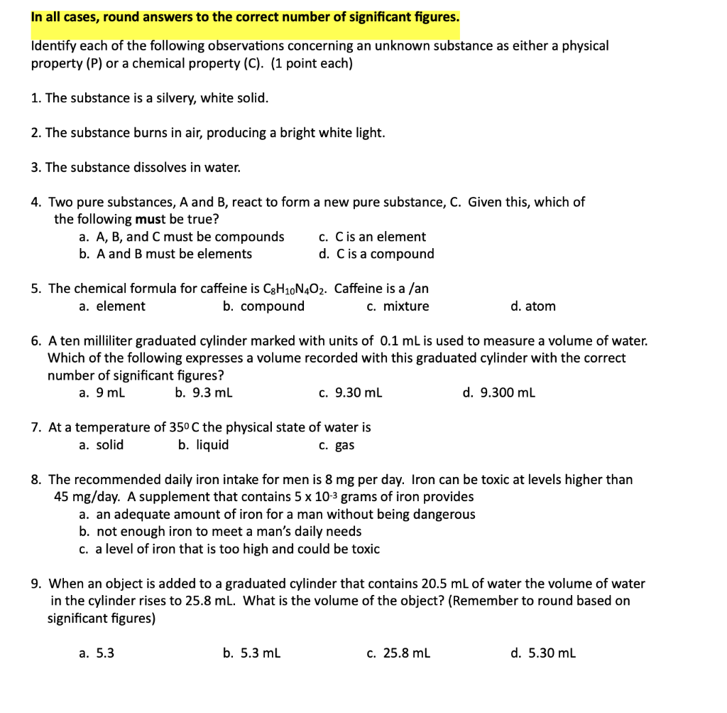 Solved In all cases, round answers to the correct number of | Chegg.com