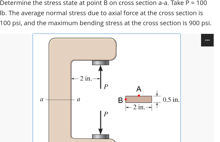 Solved Determine the stress state at point B on cross | Chegg.com