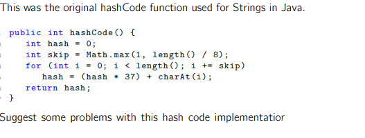 Solved This was the original hashCode function used for | Chegg.com