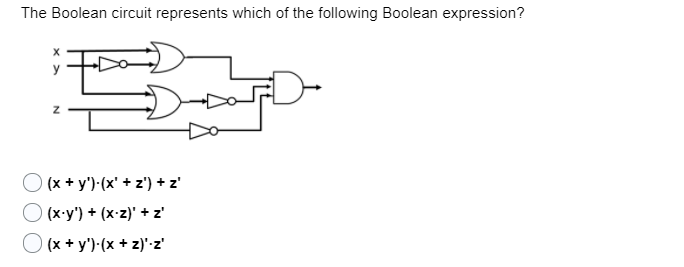 Solved The Boolean circuit represents which of the following | Chegg.com