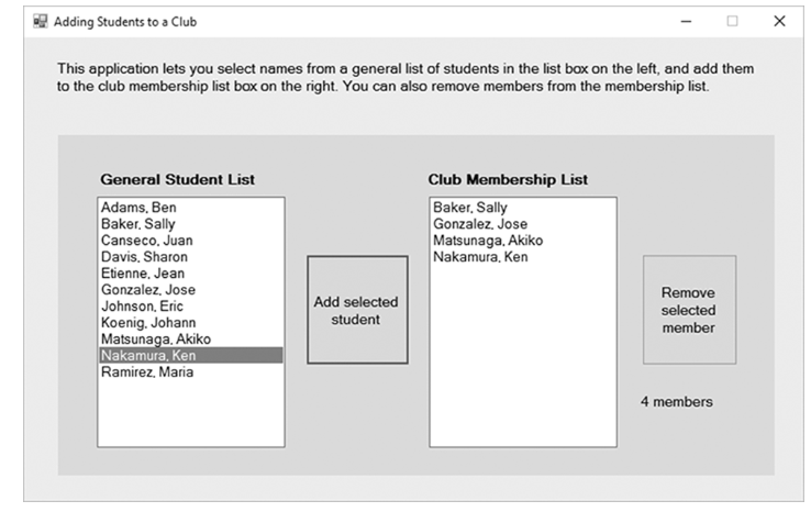 Solved Create an application that displays a list of student | Chegg.com
