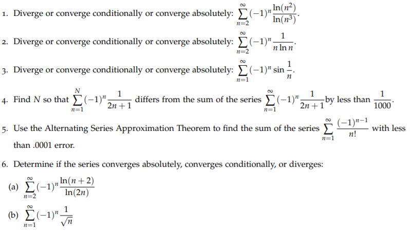 Solved In N2 1 Diverge Or Converge Conditionally Or C Chegg Com