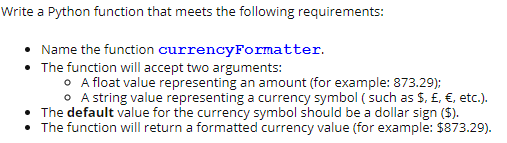 Solved Write a Python function that meets the following | Chegg.com