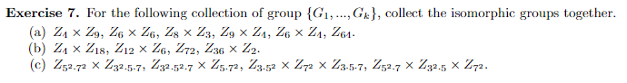 Solved Exercise 7. For the following collection of group | Chegg.com