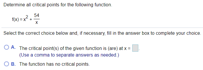 Solved Determine all critical points for the following | Chegg.com
