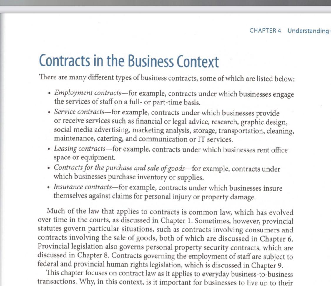 Solved CHAPTER 4 Understanding Contracts In The Business | Chegg.com