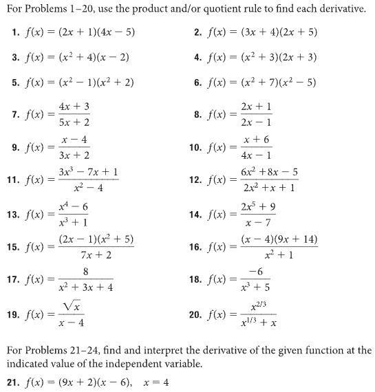 Solved For Problems 1-20, use the product and/or quotient | Chegg.com