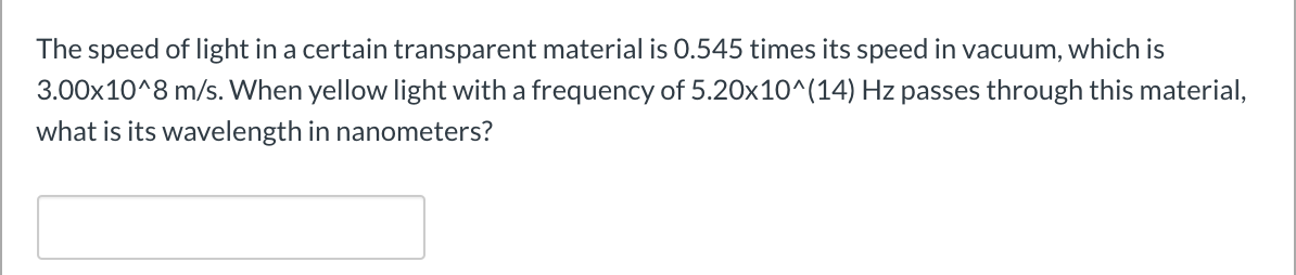 Solved The speed of light in a certain transparent material | Chegg.com