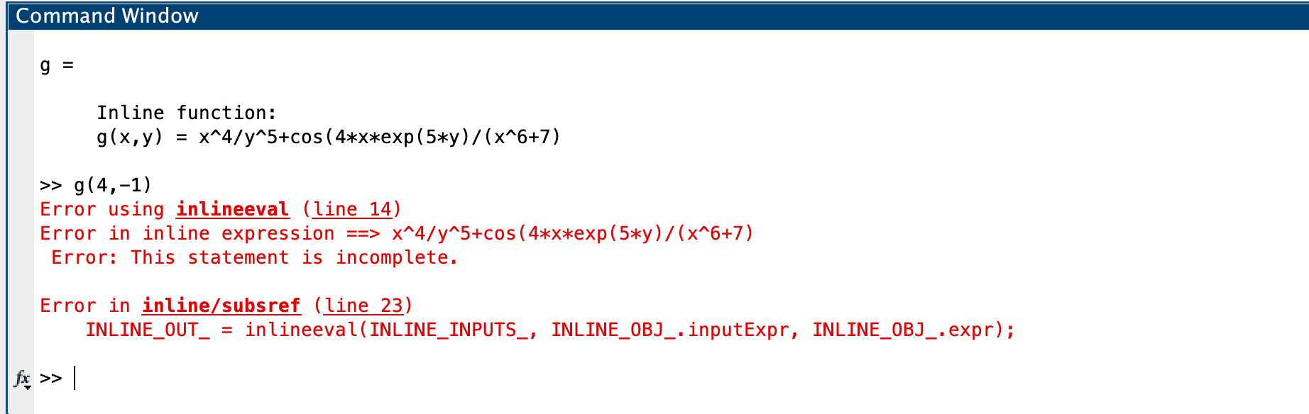 Solved This is for MATLAB. Here is my code: g = | Chegg.com