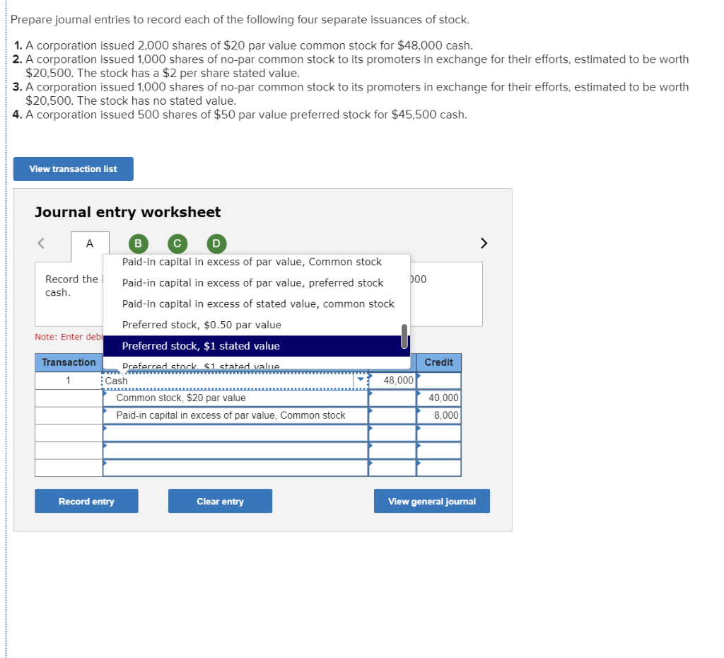 Solved Prepare journal entries to record each of the | Chegg.com