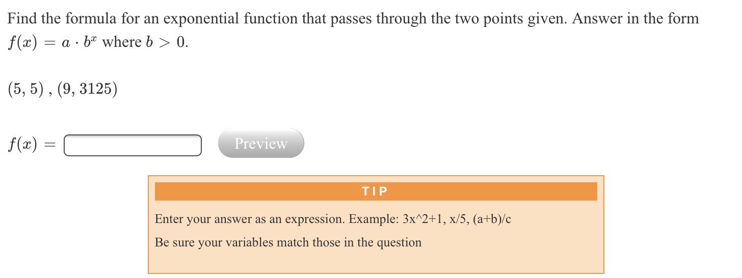 Solved Find the formula for an exponential function that  Chegg.com