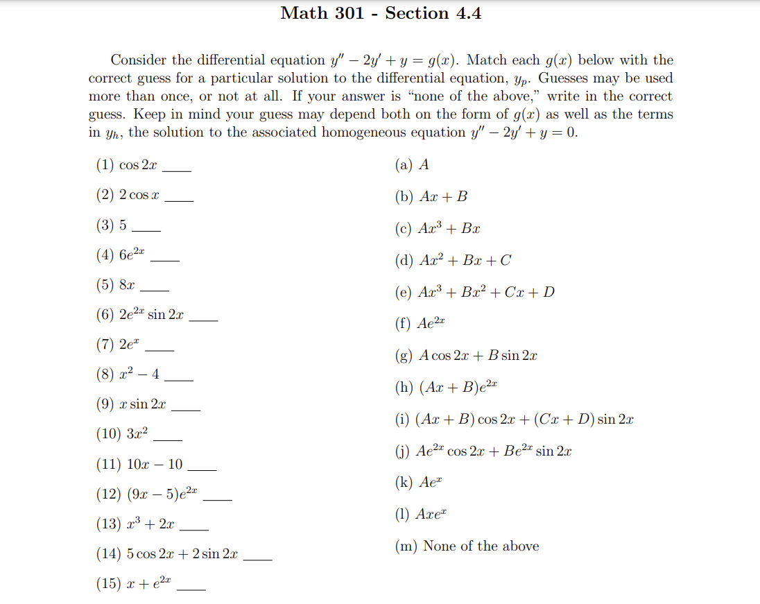 Solved Consider the differential equation y'' − 2y' + y = | Chegg.com