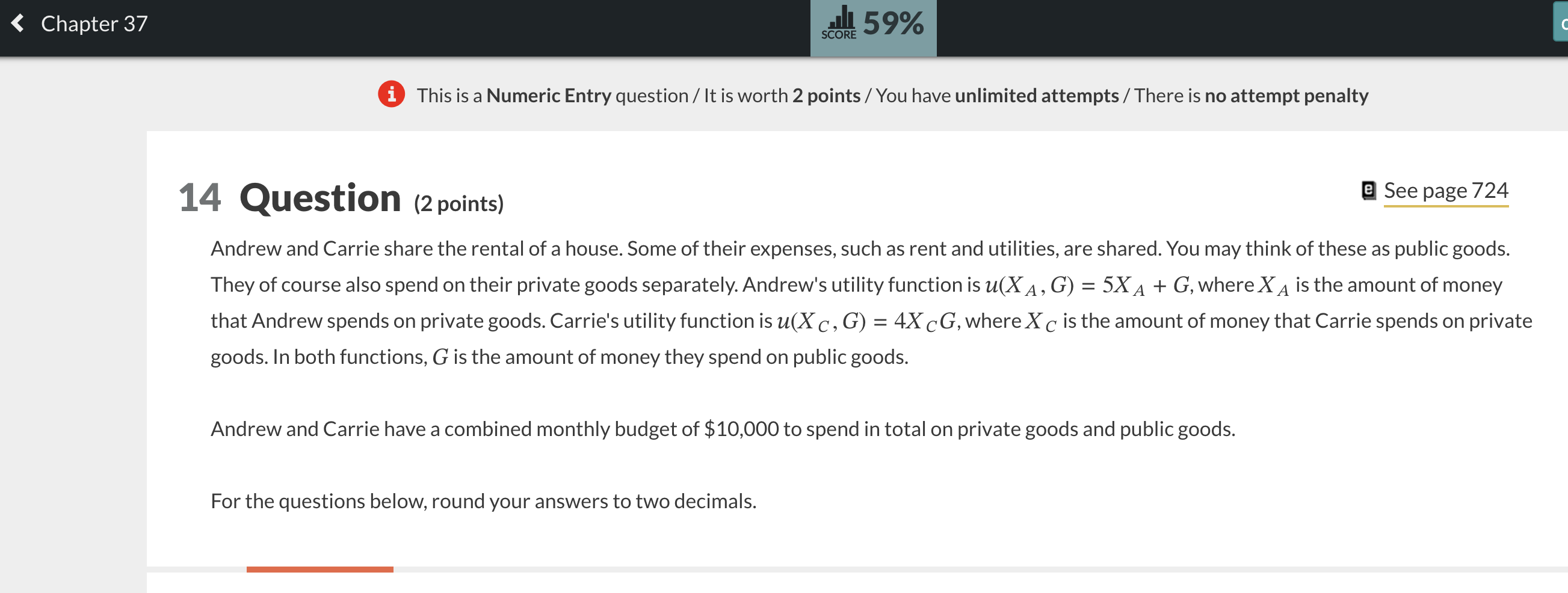 Solved (i) This is a Numeric Entry question / It is worth 2 | Chegg.com