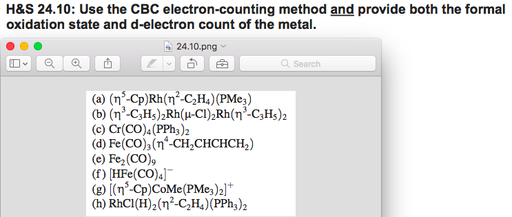 Solved H S 24.10 Use the CBC electron counting method and Chegg