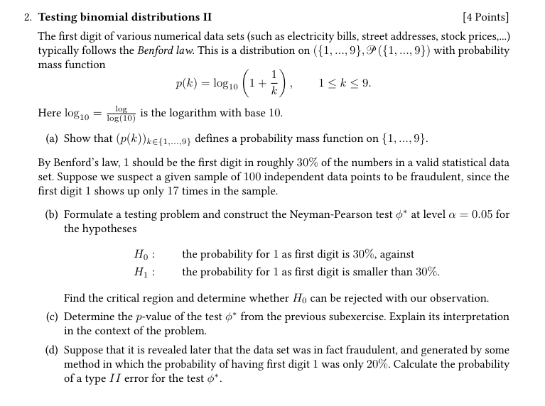 2. Testing binomial distributions II [4 Points] The | Chegg.com