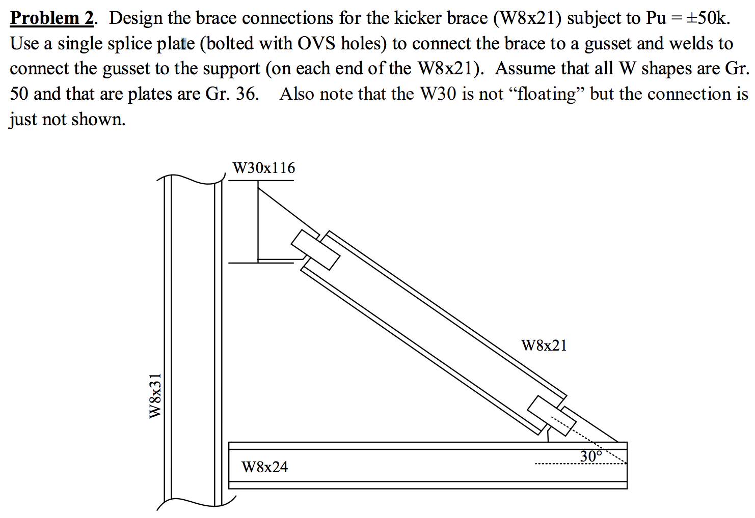 Problem 2. Design the brace connections for the | Chegg.com