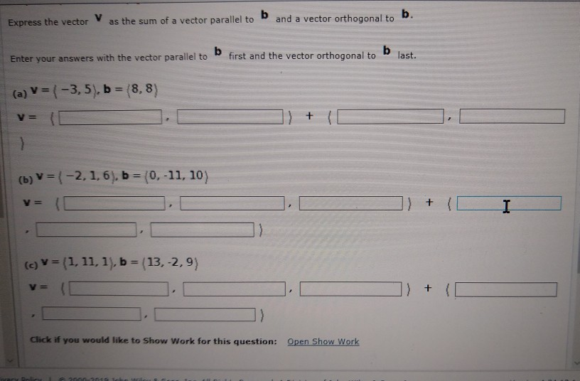 Solved B. Express The Vector V As The Sum Of A Vector | Chegg.com