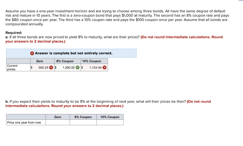 Solved Assume you have a oneyear investment horizon and are