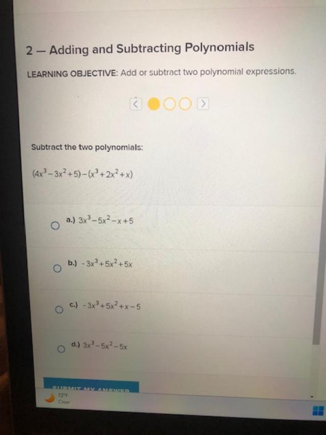 Solved 2-Adding and Subtracting Polynomials LEARNING | Chegg.com