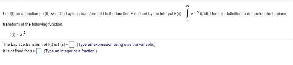 Solved Let f(t) be a function on [0, infinity ). The | Chegg.com