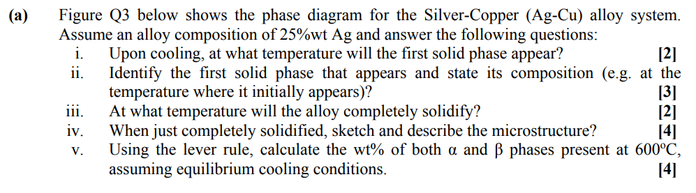 Solved Figure Q3 below shows the phase diagram for the | Chegg.com