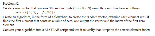 Solved Problem #2 Create a row vector that contains 30 | Chegg.com