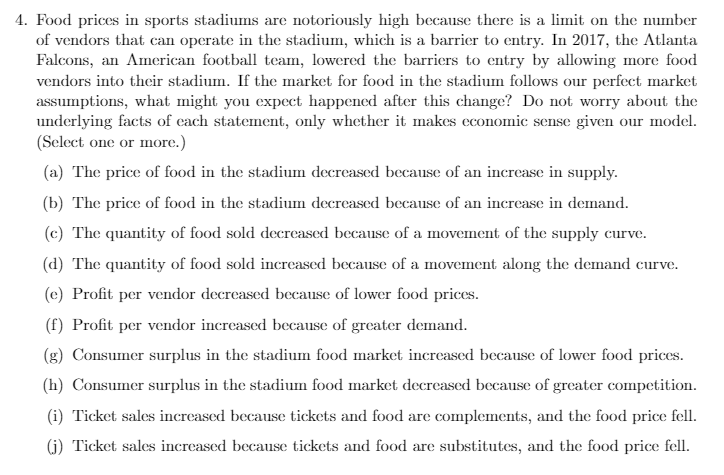 Solved The demand curve for tickets to the Atlanta Falcons