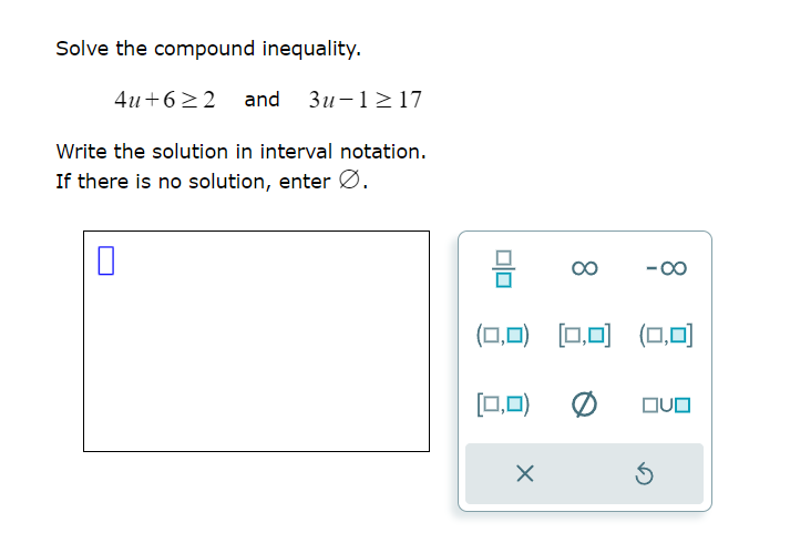 Solved Solve The Compound Inequality U And U Chegg Com