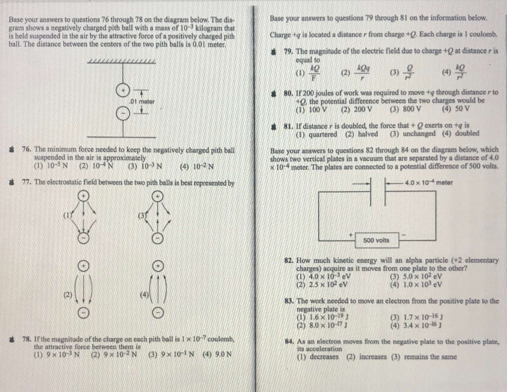 Solved Base your answers to questions 76 through 78 on the | Chegg.com