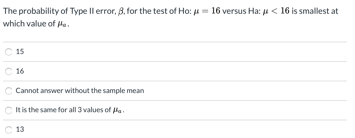 Solved The Probability Of Type Il Error Ss For The Test Chegg Com