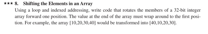 () - for shifting the first item in an array - dev... Solved 8. Shifting the Elements in an Array Using a loop and | Chegg.com